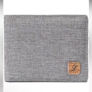 Men's Minimalist Gray Fabric Bifold Wallet with Leather Accent